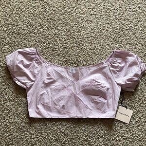 Superdown Light Purple Puff Sleeve Crop top